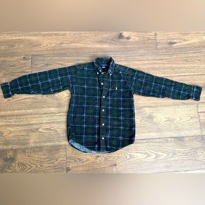 Ralph Lauren Long Sleeve Button Down Corduroy Shirt, Plaid, Size 7
